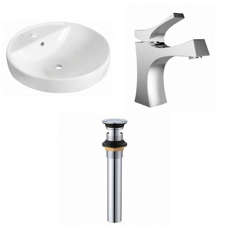 18.25-in. W Drop In White Vessel Set For 1 Hole Center Faucet